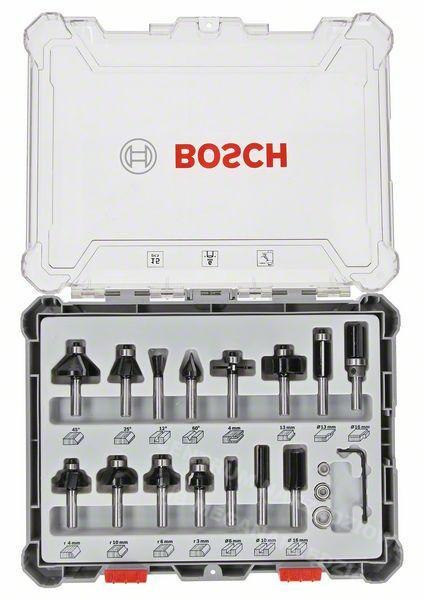 BOSCH ZESTAW FREZÓW 15szt. UCHWYT 6mm BOSCH