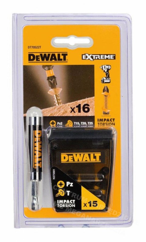 DEWALT ZESTAW KOŃCÓWEK 16cz. TORSION DEWALT ZESTAW KOŃCÓWEK 16cz. TORSION
