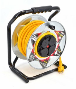 AWTOOLS Przedłużacz bęben metalowy żółty Heavy Duty 30m 3x2,5 mm 16A / 3680W / IP44 NEOPREN