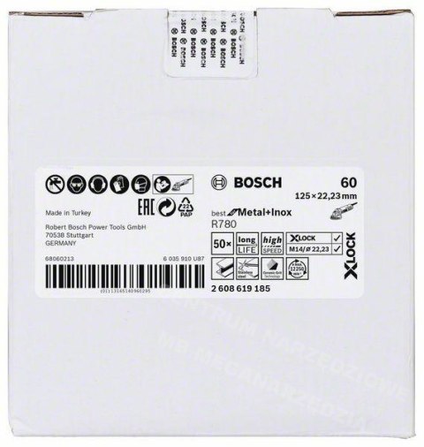 BOSCH FIBRA KRĄŻEK X-LOCK INOX/METAL 125 gr. 60 BOSCH BOSCH FIBRA KRĄŻEK X-LOCK INOX/METAL 125 gr. 60 BOSCH