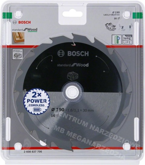 BOSCH PIŁA STANDARD WOOD ACCU 190x30x16z BOSCH BOSCH PIŁA STANDARD WOOD ACCU 190x30x16z BOSCH