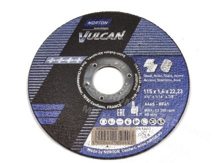 NORTON TARCZA VULCAN DO METALU 115x1.6x22.23-T41 A46S NORTON NORTON TARCZA VULCAN DO METALU 115x1.6x22.23-T41 A46S NORTON