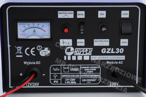 Prostownik ładowarka akumulatora 12 / 24V 30A GZL Prostownik ładowarka akumulatora 12 / 24V 30A GZL