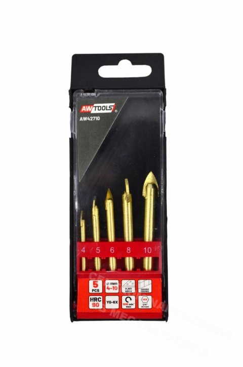 AWTOOLS ZESTAW WIERTEŁ DO SZKŁA I CERAMIKI 4-10MM 5szt. AWTOOLS ZESTAW WIERTEŁ DO SZKŁA I CERAMIKI 4-10MM 5szt.