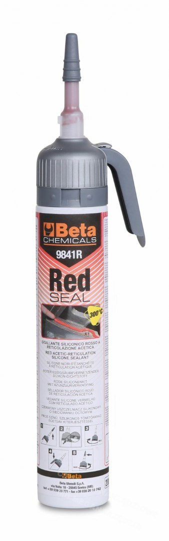 BETA Uszczelniacz silikonowy o sieciowaniu octowym, czerwony, odporny na wysokie temperatury 300ºC BETA Uszczelniacz silikonowy o sieciowaniu octowym, czerwony, odporny na wysokie temperatury 300ºC