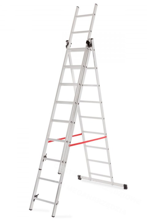 AWTOOLS Drabina aluminiowa BASIC 3x9 STOPNI 150KG