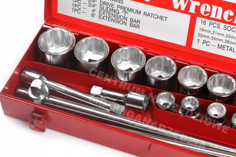 M58250 KLUCZE 3/4" 21PCS 19-50mm 12-KĄT KASETA M58250 KLUCZE 3/4" 21PCS 19-50mm 12-KĄT KASETA