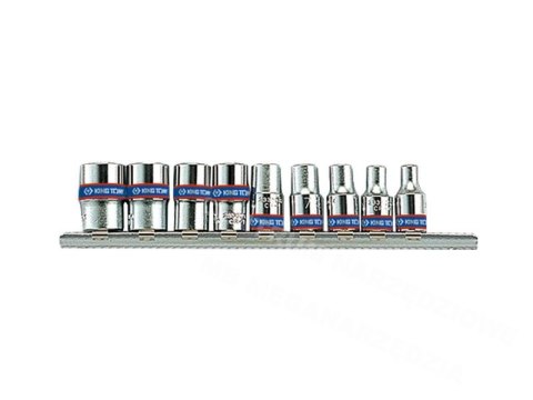 KING TONY KOMPLET NASADEK 1/4" 9 elem. KRÓTKIE 6-KĄTNE 4 - 13mm, CHROM, NA SZYNIE KING TONY KOMPLET NASADEK 1/4" 9 elem. KRÓTKIE 6-KĄTNE 4 - 13mm, CHROM, NA SZYNIE
