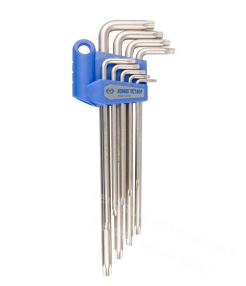 KING TONY Komplet torxów z otworem extra długie T10 - T50 9 elem. 1127 w uchwycie plastikowym