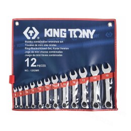 KING TONY Zestaw kluczy płasko-oczkowych krótkich 8-19mm /12szt.