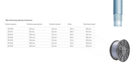 WĄŻ OGÓLNEGO STOSOWANIA 8,0x2,5 80mb ZBROJONY WĄŻ OGÓLNEGO STOSOWANIA 8,0x2,5 80mb ZBROJONY