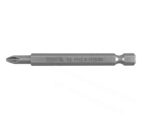 YATO KOŃCÓWKA / BIT 1/4" PH2 x 150mm HRC 58-62 S2 0486 YATO KOŃCÓWKA / BIT 1/4" PH2 x 150mm HRC 58-62 S2 0486