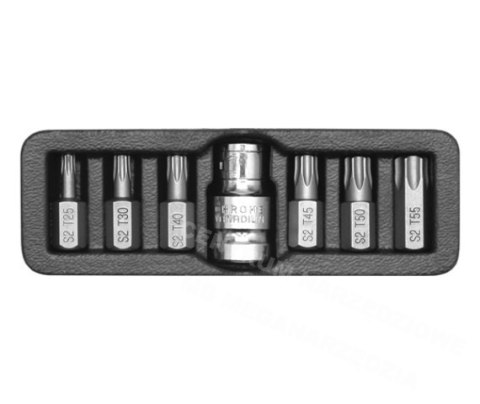 YATO KOŃCÓWKI TORX 7elem. T25 - T55 + ADAPTER 0410 YATO KOŃCÓWKI TORX 7elem. T25 - T55 + ADAPTER 0410