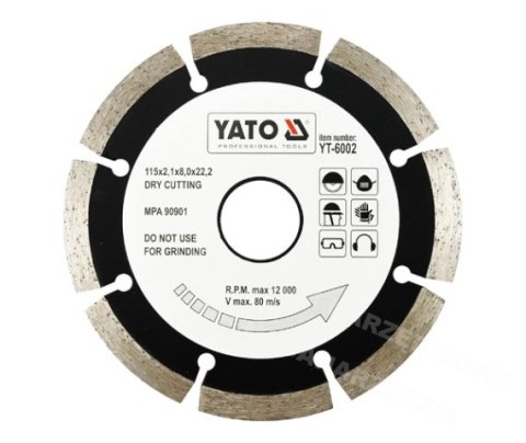 YATO TARCZA DIAMENTOWA SEGMENTOWA 115 x 22,2mm 6002 YATO TARCZA DIAMENTOWA SEGMENTOWA 115 x 22,2mm 6002