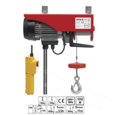 YATO Wciągarka linowa 1050W 300/600kg 5905