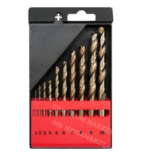 YATO ZESTAW WIERTEŁ DO METALU HSS 10 elem. 1, 2, 3, 4, 5, 6 ,7, 8, 9, 10mm, KOBALT YATO ZESTAW WIERTEŁ DO METALU HSS 10 elem. 1, 2, 3, 4, 5, 6 ,7, 8, 9, 10mm, KOBALT