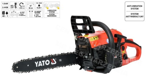 YATO PIŁA ŁAŃCUCHOWA SPALINOWA 2,4KM 36cm YT-84901 YATO PIŁA ŁAŃCUCHOWA SPALINOWA 2,4KM 36cm YT-84901