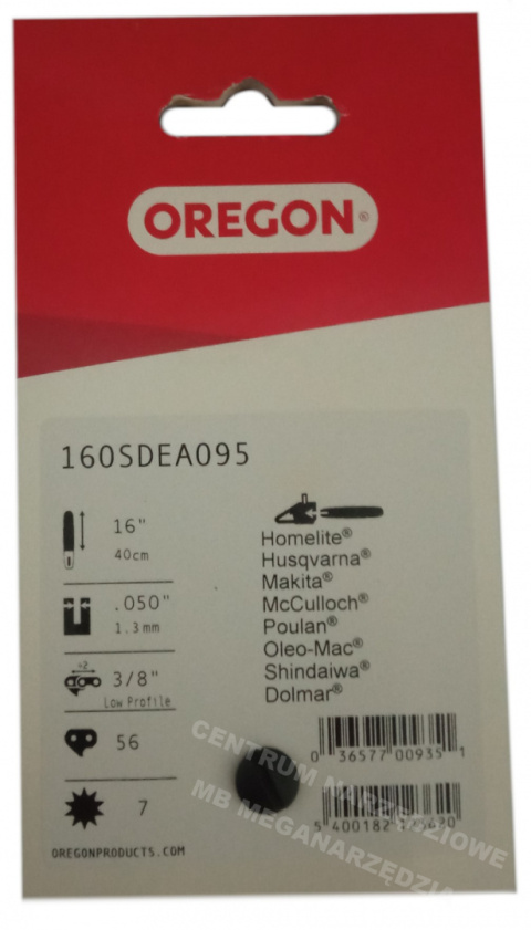 OREGON Prowadnica Single Rivet OREGON 16' 40cm 3/8" 1,3mm 56 zębów OREGON Prowadnica Single Rivet OREGON 16' 40cm 3/8" 1,3mm 56 zębów