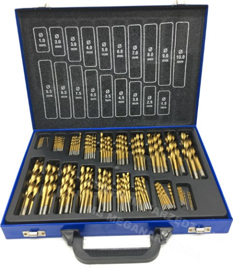 ZESTAW WIERTEŁ DO METALU 1-10mm 170szt TYTANOWE ZESTAW WIERTEŁ DO METALU 1-10mm 170szt TYTANOWE