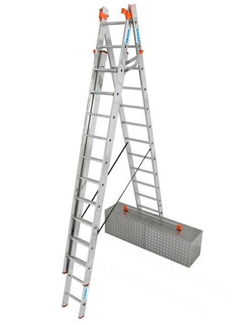 KRAUSE DRABINA WIELOFUNKCYJNA TRIBILO 3x12 SZCZEBLI Z ADAPTACJĄ NA SCHODY + STABILIZATOR TRIGON
