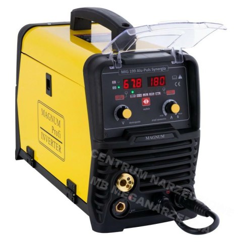 PÓŁAUTOMAT INVERTER MIG-199 ALU-PULS SYNERGIA MMA 230V 180A/60% GP50, MB15/3,MMAR, D100/D200