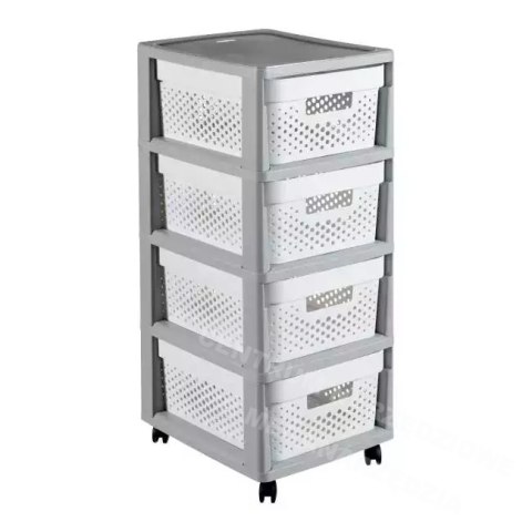 CURVER REGAŁ INFINITY NA KÓŁKACH 4x11L AŻUROWY SZARO/BIAŁY CURVER REGAŁ INFINITY NA KÓŁKACH 4x11L AŻUROWY SZARO/BIAŁY