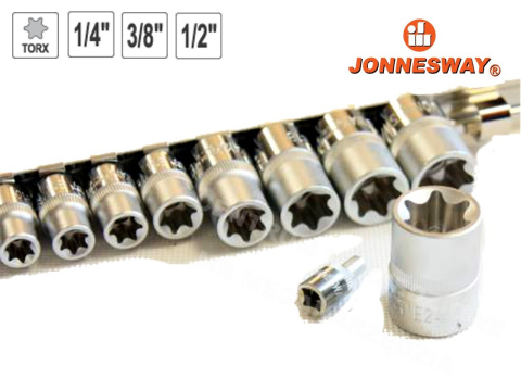 JONNESWAY KOMPLET NASADEK TORX E 1/4 3/8 1/2 14SZT NASADKI JONNESWAY KOMPLET NASADEK TORX E 1/4 3/8 1/2 14SZT NASADKI