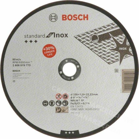 BOSCH TARCZA MET.230mm x 1,9mm x 22mm STANDARD FOR INOX