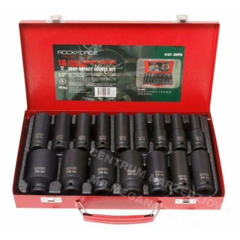ROCKFORCE NASADKI UDAROWE DŁUGIE 16szt. 1/2" /WALIZKA ROCKFORCE NASADKI UDAROWE DŁUGIE 16szt. 1/2" /WALIZKA