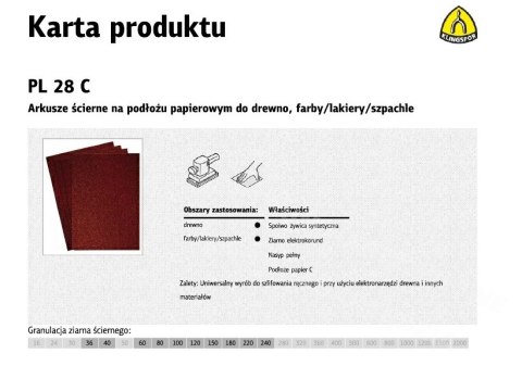KLINGSPOR Arkusze ścierne na papierowym podłożu papierowym 230mm x 280mm PL28C gr. 60 /50szt. KLINGSPOR Arkusze ścierne na papierowym podłożu papierowym 230mm x 280mm PL28C gr. 60 /50szt.