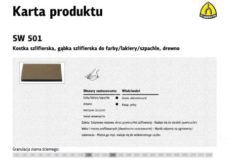 KLINGSPOR GĄBKA SZLIFIERSKA 123 x 96 x 12,5mm P100 SW501 KLINGSPOR GĄBKA SZLIFIERSKA 123 x 96 x 12,5mm P100 SW501
