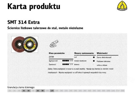 KLINGSPOR Ściernica listkowa wypukła Smt314 Extra 125mm Gr. 36 KLINGSPOR Ściernica listkowa wypukła Smt314 Extra 125mm Gr. 36