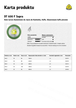 KLINGSPOR Tarcza diamentowa pełna 300mm x 2,0mm x 30/25,4mm DT600F do ceramiki
