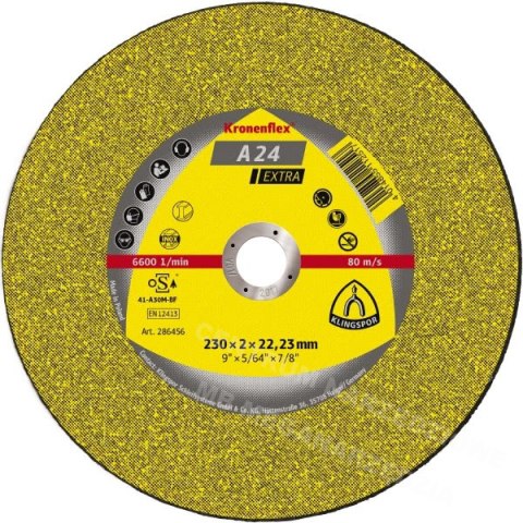 KLINGSPOR TARCZA DO CIĘCIA METALU 230mm x 2,0mm x 22,2mm A24 Extra KLINGSPOR TARCZA DO CIĘCIA METALU 230mm x 2,0mm x 22,2mm A24 Extra