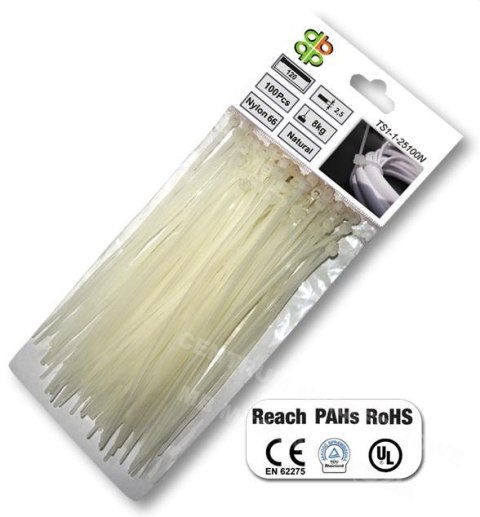 BRADAS Plastic headband white 2.5 x 80mm 100pcs