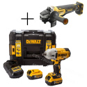 DEWALT Impact Wrench 1/2 950Nm 18V 2x5.0Ah + Angle Grinder 125mm 18V