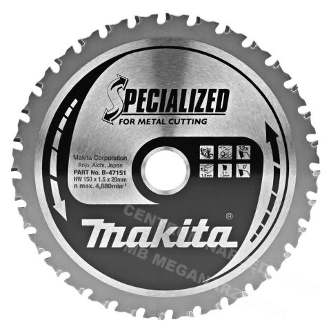 MAKITA Piła Tarczowa 150x20x32z Do Metalu