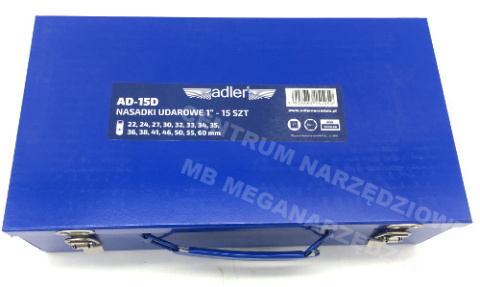 ADLER Nasadki udarowe 1" 15szt. 22-60 mm ADLER Nasadki udarowe 1" 15szt. 22-60 mm