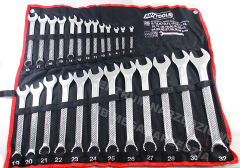 AWTOOLS ZESTAW KLUCZY 6-32mm KLUCZE PŁASKO OCZKOWE 25SZT AWTOOLS ZESTAW KLUCZY 6-32mm KLUCZE PŁASKO OCZKOWE 25SZT