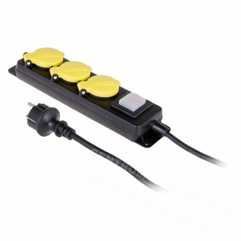 AWTOOLS Przedłużacz warsztatowy czarny 3 gniazda 3,0m z uziemieniem, wyłącznik IP44 3x1,5mm AWTOOLS Przedłużacz warsztatowy czarny 3 gniazda 3,0m z uziemieniem, wyłącznik IP44 3x1,5mm