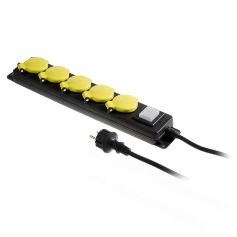 AWTOOLS Przedłużacz warsztatowy czarny 5 gniazd 5,0m z uziemieniem, wyłącznik IP44 3x1,5mm AWTOOLS Przedłużacz warsztatowy czarny 5 gniazd 5,0m z uziemieniem, wyłącznik IP44 3x1,5mm