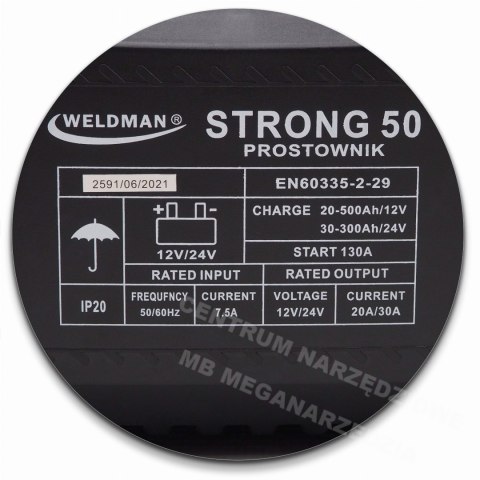 PROSTOWNIK WELDMAN STRONG 50 Z ROZRUCHEM 12V/24V PROSTOWNIK WELDMAN STRONG 50 Z ROZRUCHEM 12V/24V