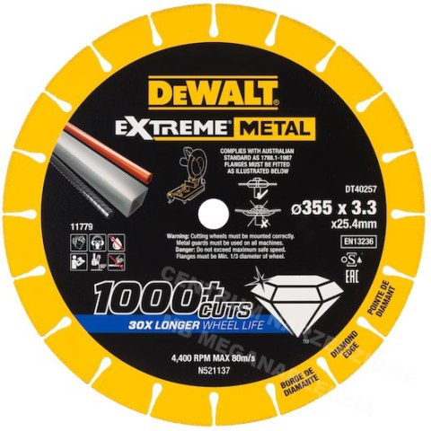 DEWALT TARCZA METAL 355x3,3x25,4mm DIAMENTOWA