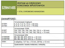 JONNESWAY Końcówki komplet bitów 40 elementów S29H4140S