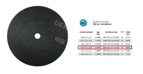 INCOFLEX TARCZA DO CIECIA METALU 350 x 3,5 x 25,4mm INCOFLEX TARCZA DO CIECIA METALU 350 x 3,5 x 25,4mm