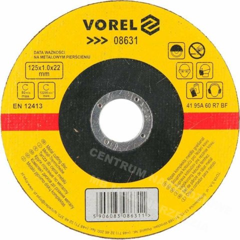 VOREL TARCZA DO CIĘCIA METALU 125 x 1,0 x 22,2mm 08631 VOREL TARCZA DO CIĘCIA METALU 125 x 1,0 x 22,2mm 08631