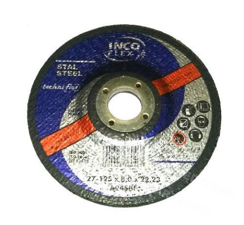 INCOFLEX TARCZA DO SZLIFOWANIA METALU 125 x 8 x 22,2mm INCOFLEX TARCZA DO SZLIFOWANIA METALU 125 x 8 x 22,2mm