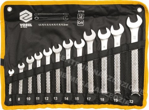 VOREL Combination wrenches set of 12 pcs. (6-22) satin finish 51710