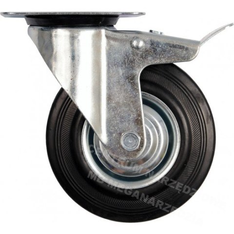 VOREL Koło skrętne czarna guma hamulec 200mm 87327 VOREL Koło skrętne czarna guma hamulec 200mm 87327