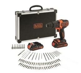 BLACK+DECKER Wiertarko-wkrętarka udarowa 18V 2x1,5Ah + 80szt. akcesoria